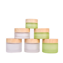 1oz 2oz 60ml frosted green glass cosmetic container face cream jar with plastic screw cap